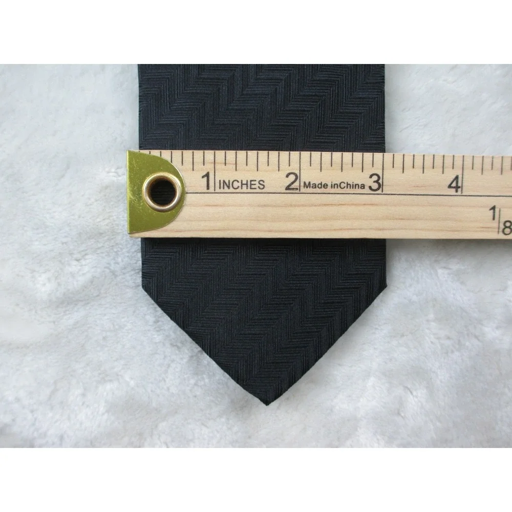 NEW ETON Neck Tie Mens Black Chevron Silk Made In Italy Casual 07